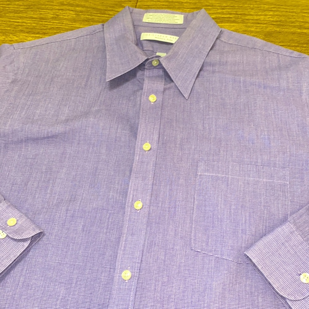 Geoffrey Beene Wrinkle Free Button Down Purple Long Sleeve Dress Shirt 17 32/33